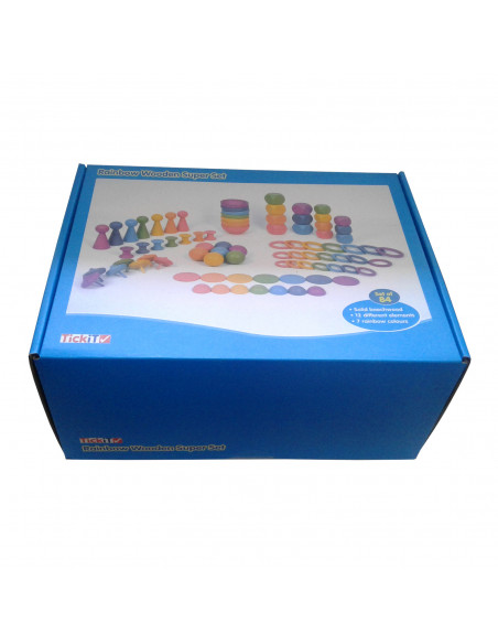 Set de 84 piese lemn mare de 12 forme in 7 culori,CD73979