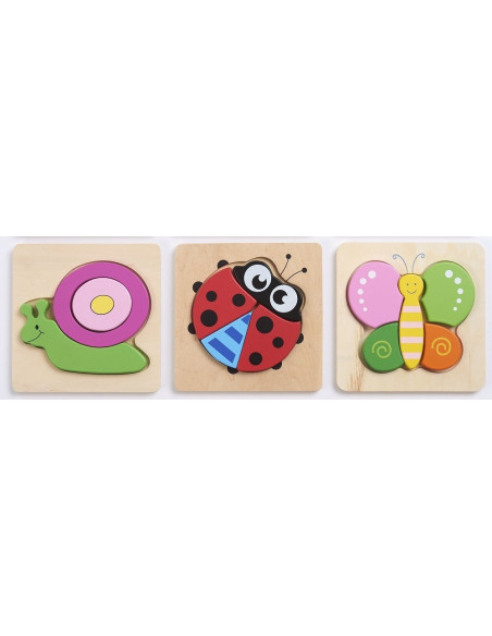 Set de 3 puzzle lemn INSECTE,CD76065
