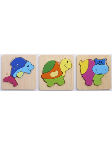 Set de 3 puzzle lemn ANIMALE,CD76005