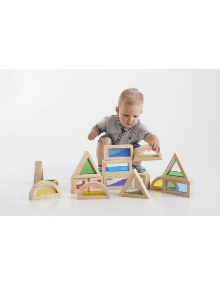 Cuburi de constructii senzoriale, TickiT, set de 16 cuburi