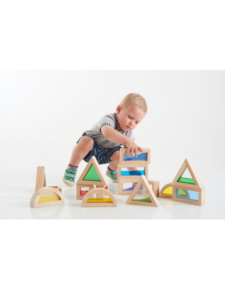 Cuburi de constructii senzoriale, TickiT, set de 16 cuburi