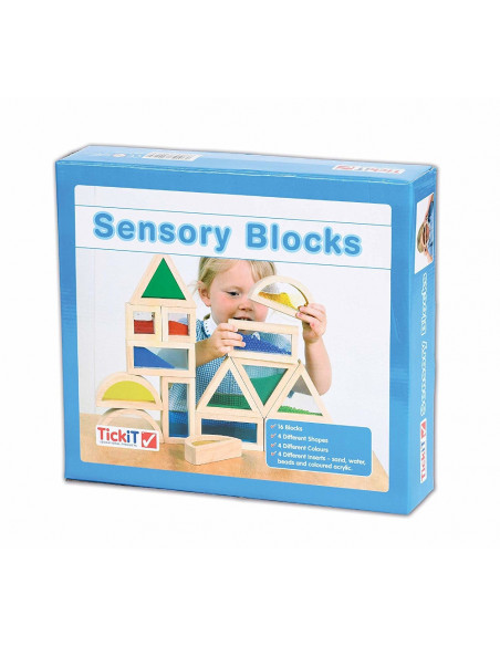Cuburi de constructii senzoriale, TickiT, set de 16 cuburi