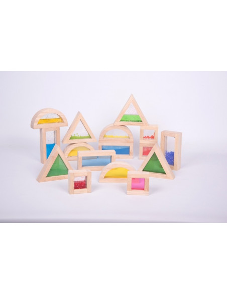 Cuburi de constructii senzoriale, TickiT, set de 16 cuburi