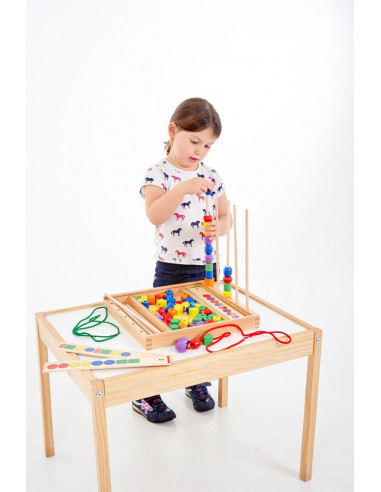 Margele de sortat Secvente cu Margele din lemn MIJLOCII 72 buc