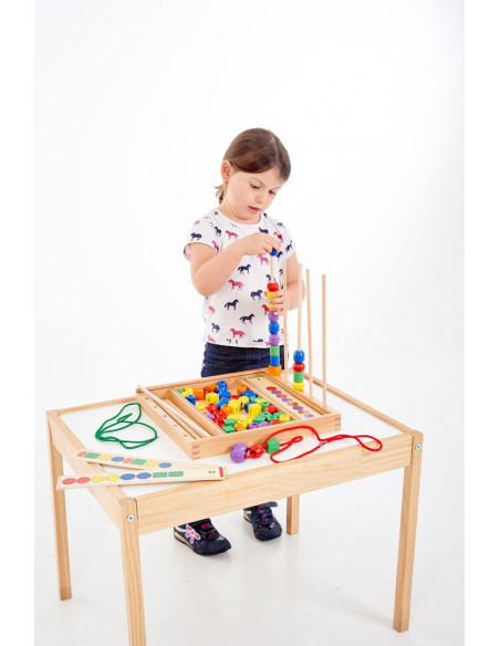 Margele de sortat Secvente cu Margele din lemn MIJLOCII 72 buc