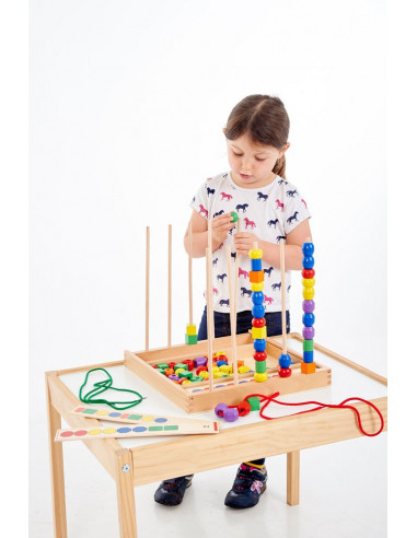 Margele de sortat Secvente cu Margele din lemn MIJLOCII 72 buc