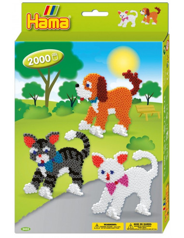 CAINI SI PISICI - 2000 margele HAMA MIDI in cutie cu