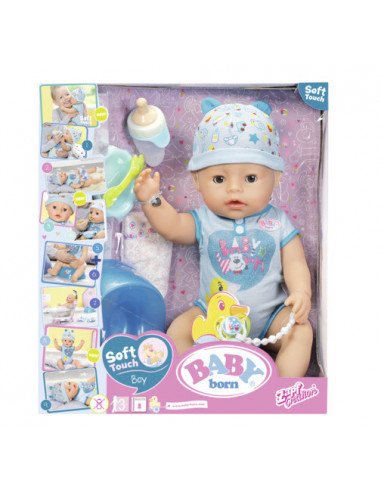BABY born - Bebelus baiat interactiv cu corp moale,ZF824375