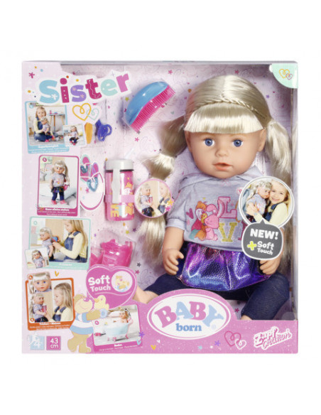 BABY born - Papusa surioara interactiva blonda, 43 cm,ZF824603
