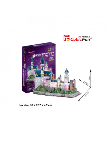 PUZZLE 3D LED CASTELUL NEUSCHWANSTEIN 128 PIESE,CUL174h