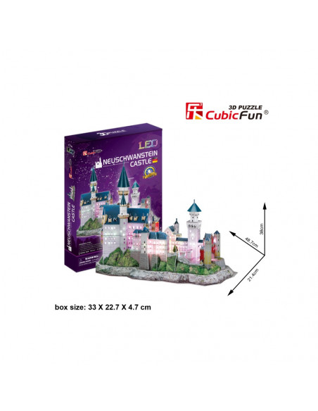 PUZZLE 3D LED CASTELUL NEUSCHWANSTEIN 128 PIESE,CUL174h