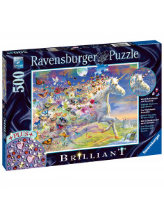 PUZZLE UNICORNI SI FLUTURI, 500 PIESE + STICKERE,RVSPA15046 2