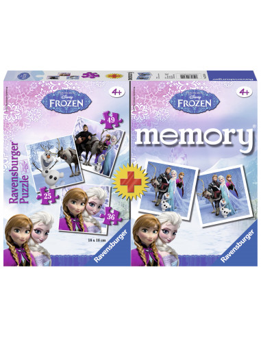 PUZZLE + JOC MEMORY FROZEN 3 BUC IN CUTIE 25/36/49