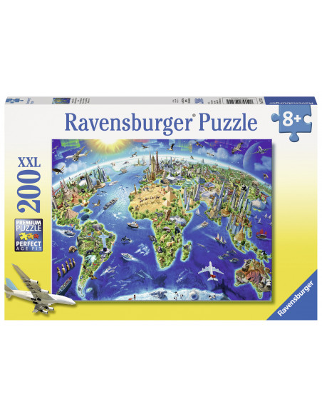 PUZZLE HARTA CU MONUMENTELE LUMII, 200 PIESE,RVSPC12722