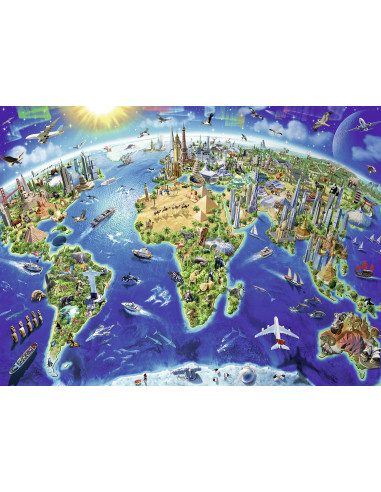 PUZZLE HARTA CU MONUMENTELE LUMII, 200 PIESE,RVSPC12722