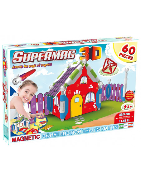 Supermag 3D - Jucarie Cu Magnet Casuta - 60 Piese,SM0616
