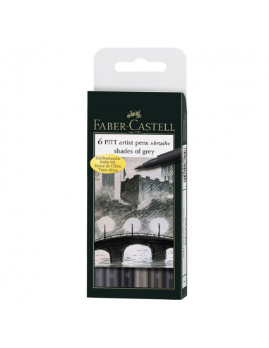 FC167104,PITT ARTIST PEN SET 6 BUC GRI FABER-CASTELL