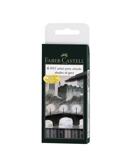 FC167104,PITT ARTIST PEN SET 6 BUC GRI FABER-CASTELL