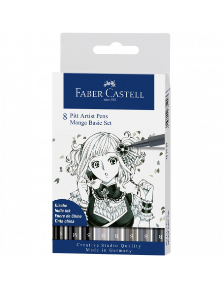 FC167107,Set creion Manga Basic FABER-CASTELL Pitt Artist Pen, 8 buc/set, FC167107 FC167107,Set creion Manga Basic FABER-CASTELL Pitt Artist Pen, 8 buc/set, FC167107