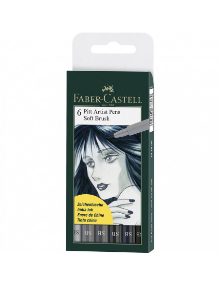 FC167806,PITT ARTIST PEN SOFT BRUSH SET 6 BUC FABER-CASTELL
