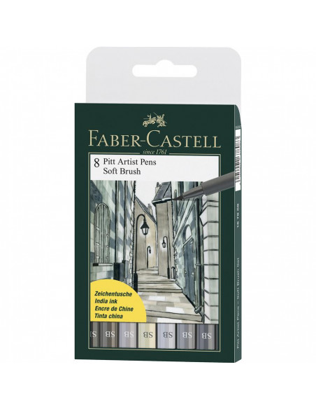 FC167808,PITT ARTIST PEN SOFT BRUSH SET 8 BUC FABER-CASTELL