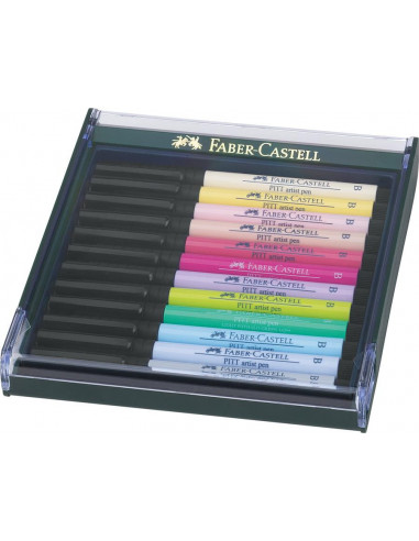 FC267420,Cutie 12 culori pitt artist pen nuante pastel faber-castell