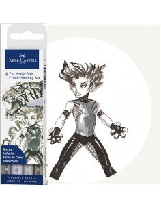 FC267195,Pitt artist pen set 4 comic gri faber-castell 2