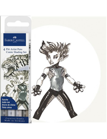 FC267195,Pitt artist pen set 4 comic gri faber-castell