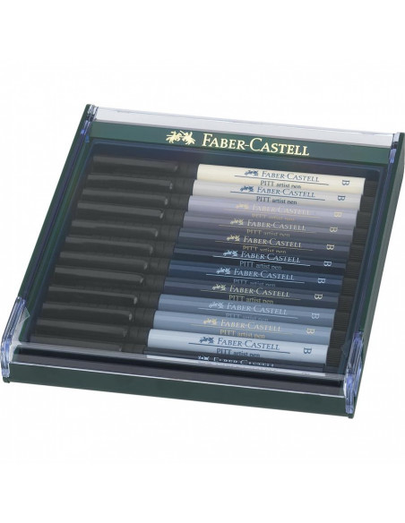 FC267423,Cutie 12 culori pitt artist pen nuante de gri faber-castell FC267423,Cutie 12 culori pitt artist pen nuante de gri faber-castell
