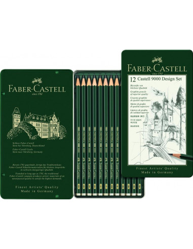 FC119064,Set design 12 buc creion grafit castell 9000 faber-castell
