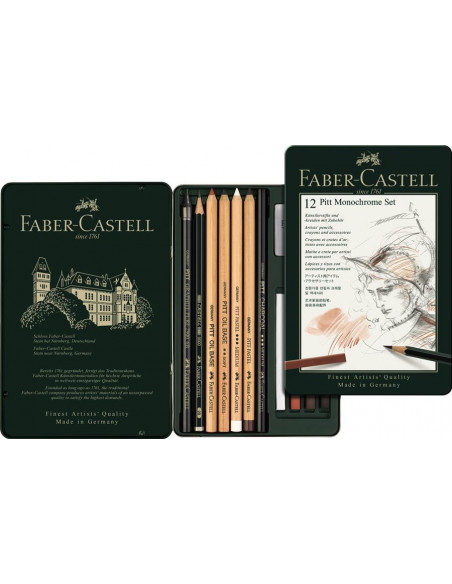 FC112975,Set pitt monochrome 12 buc nou faber-castell