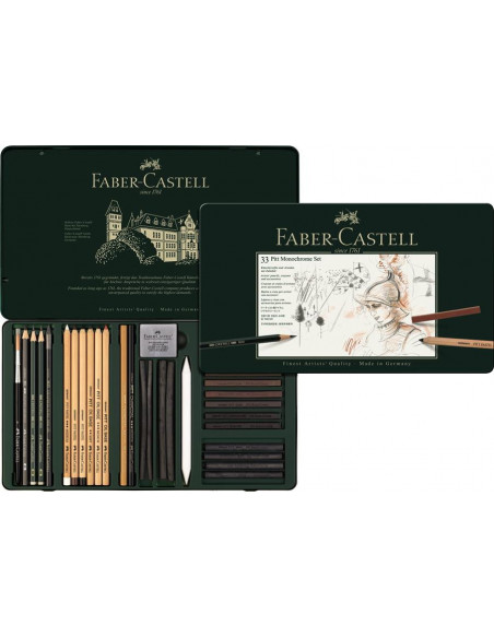FC112977,Set pitt monochrome grafit+carbune+pastel 33 buc faber-castell FC112977,Set pitt monochrome grafit+carbune+pastel 33 buc faber-castell