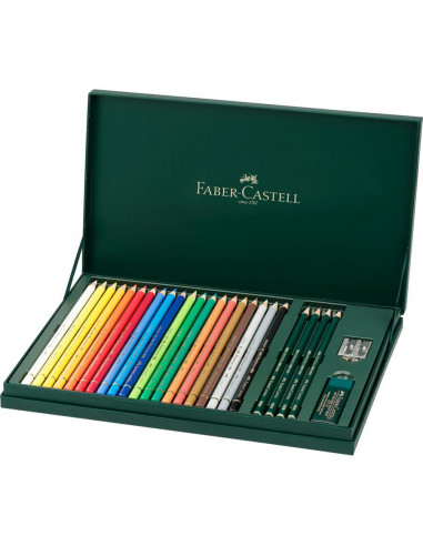 FC210051,Set cadou 20 creioane colorate POLYCHROMOS+ 4 creioane grafit CASTELL+ accesorii, FABER-CASTELL