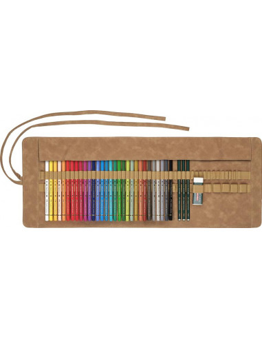 FC110030,Rollup 30 creioane colorate POLYCHROMOS + 3 creioane grafit CASTELL 9000, FABER-CASTELL
