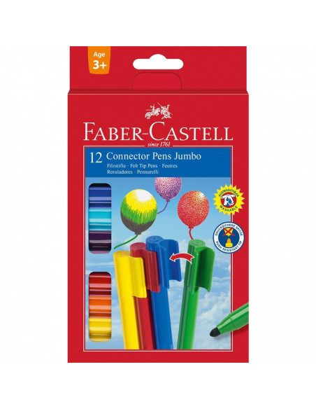 FC155212,CARIOCA 12 CULORI CONNECTOR JUMBO FABER-CASTELL