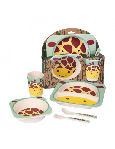 Set de masa din bambus - Girafa (5 piese),EC009