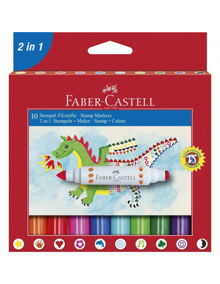 FC155170,CARIOCI CU STAMPILA 10 CULORI FABER-CASTELL
