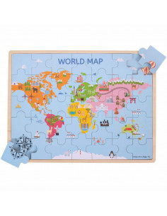 Puzzle din lemn - Harta lumii (35 piese),BJ098 2