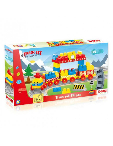 Set de constructii cu trenulet - 89 piese,D5082
