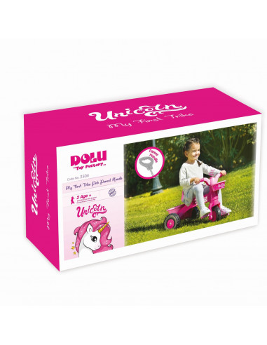 Prima mea tricicleta roz cu maner - Unicorn,D2504