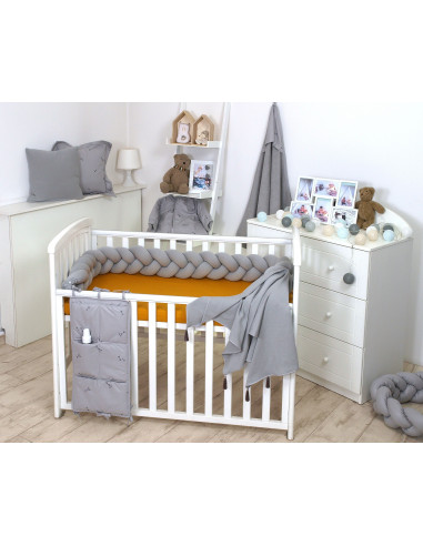 Protectie laterala patut bebe, Bumper impletit, Inchidere