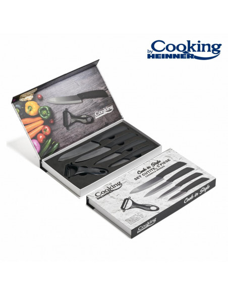 SET 5 CUTITE DE BUCATARIE, CERAMICA NEAGRA, COOK IN
