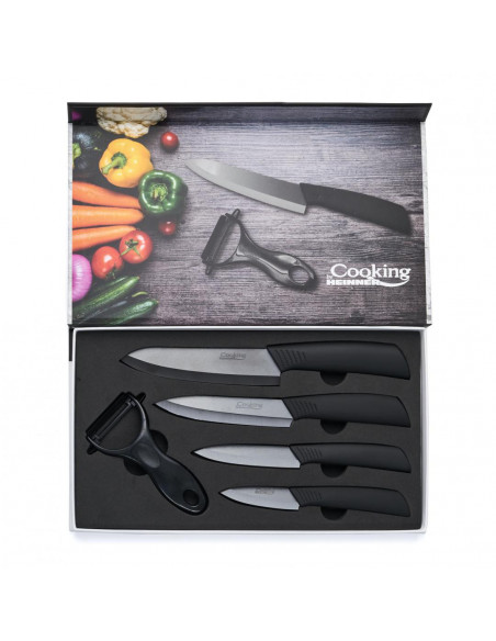 SET 5 CUTITE DE BUCATARIE, CERAMICA NEAGRA, COOK IN