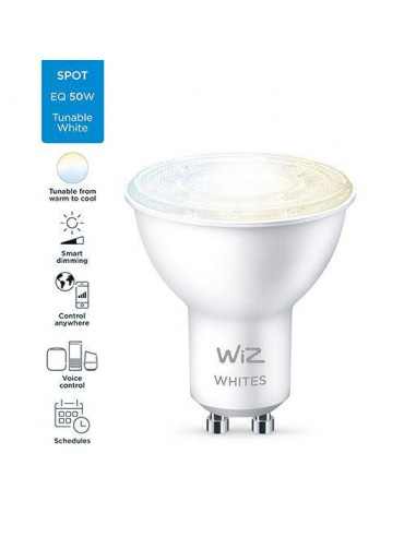Bec LED inteligent WiZ Whites, Wi-Fi, GU10, 4.9W (50W)