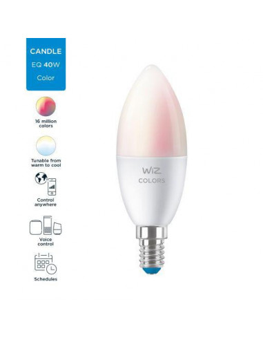 Bec LED RGBW inteligent WiZ Colors, Wi-Fi, C37, E14, 4.9W