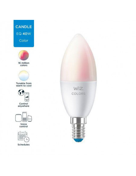 Bec LED RGBW inteligent WiZ Colors, Wi-Fi, C37, E14, 4.9W