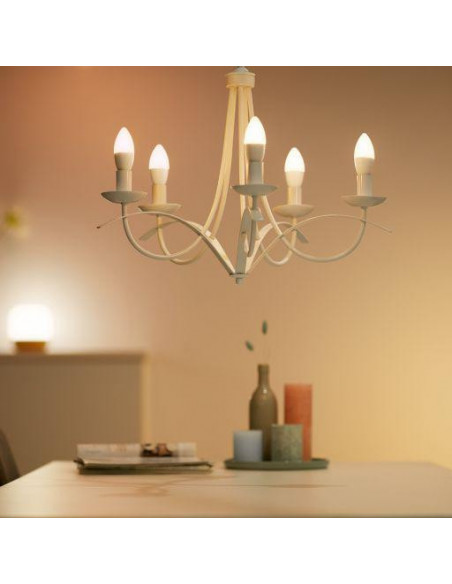 Bec LED inteligent WiZ Whites, Wi-Fi, C37, E14, 4.9W (40W)