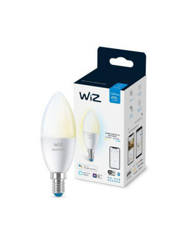 Bec LED inteligent WiZ Whites, Wi-Fi, C37, E14, 4.9W (40W)