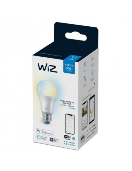 Bec LED inteligent WiZ Whites, Wi-Fi, A60, E27, 8W (60W)
