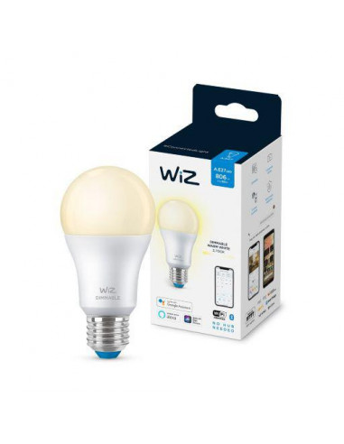 Bec LED inteligent WiZ Dimmable, Wi-Fi + Bluetooth, A60 E27, 8W